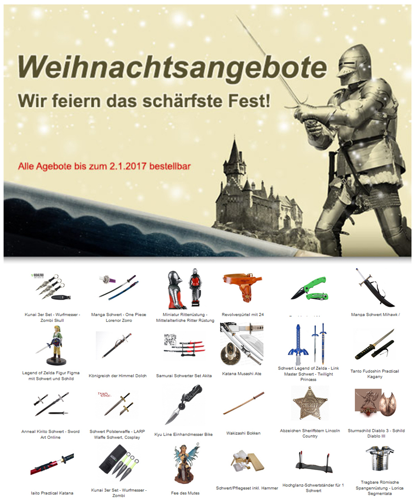 Weihnachtskalender Schwerter 2016